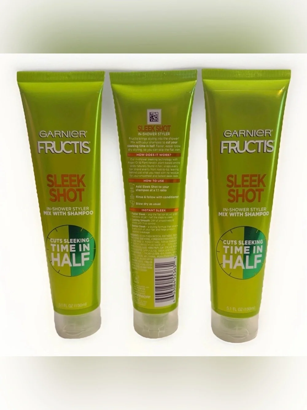 Garnier Hair Care Fructis 3 Pack Sleek Shot In Shower Styler 5.1 oz NEW